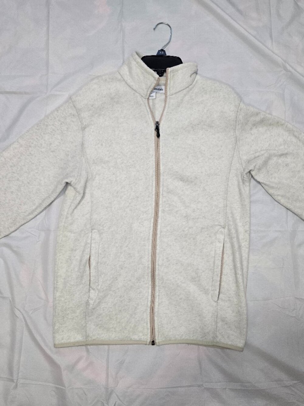 Amazon Essentials XS women's beige ivory fleece jacket full zip long sleeve